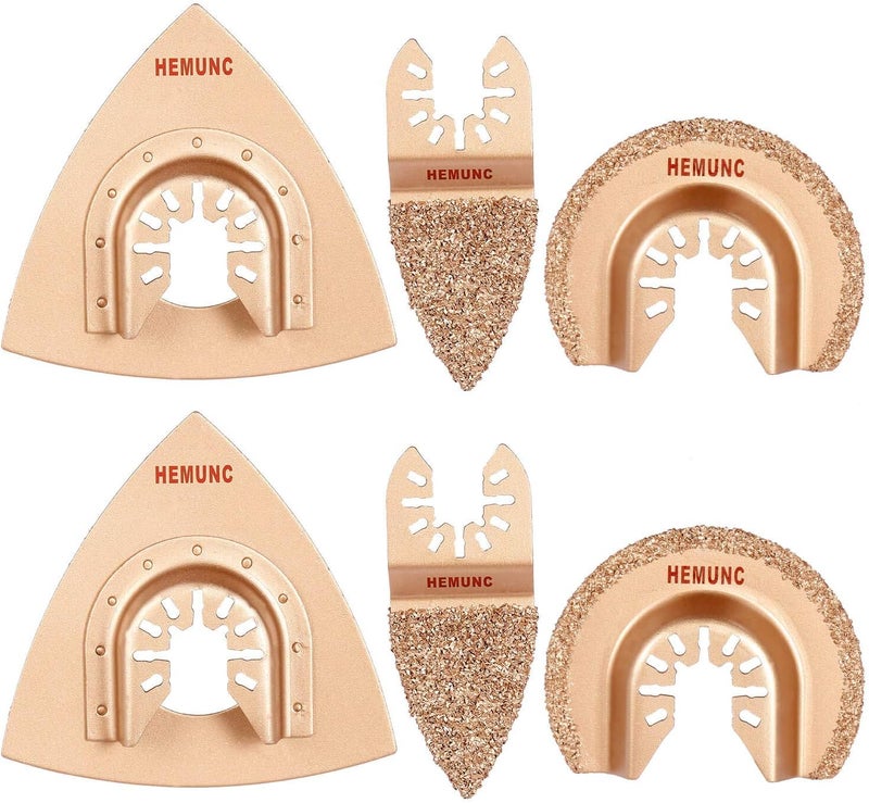HEMUNC 6pcs Universal Carbide Oscillating Saw Blades, Mixed Multitool Saw Blades - Image 2